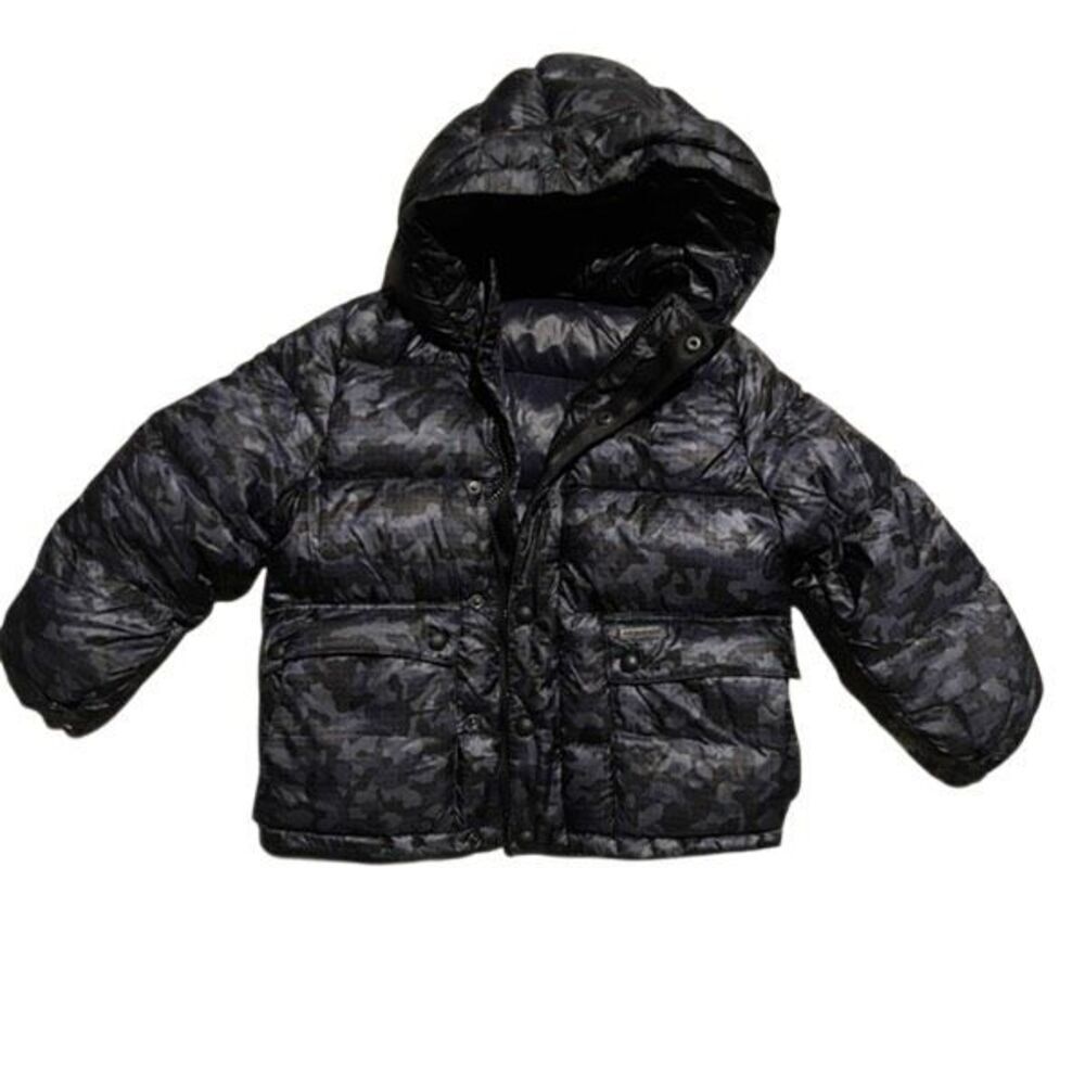 BURBERRY CAMO PUFFER JACKET BLUE BLACK YOUTH SIZE 5Y